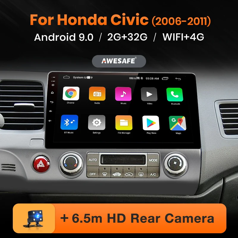 AWESAFE для Honda Civic 2006 2007 2008 2009 2010 2011 Автомобильный Радио Мультимедийный видео плеер GPS