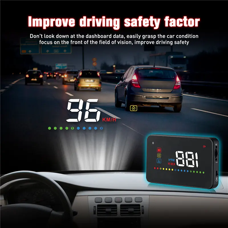 WXS LED OBD2 Car HUD Head-Up Display Tachometer Projector System Add Real  Time Display 100Km Acceleration Test Free Set Water Temperature Voltage  Alarm : : Automotive