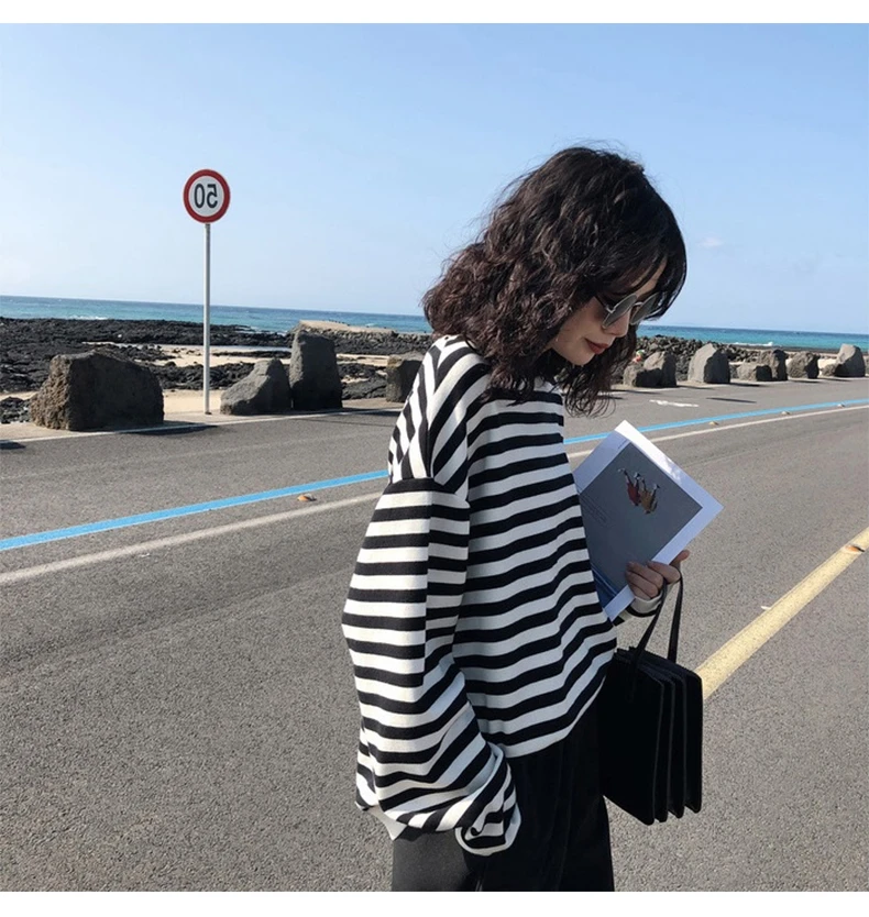 black and white striped sweatshirt