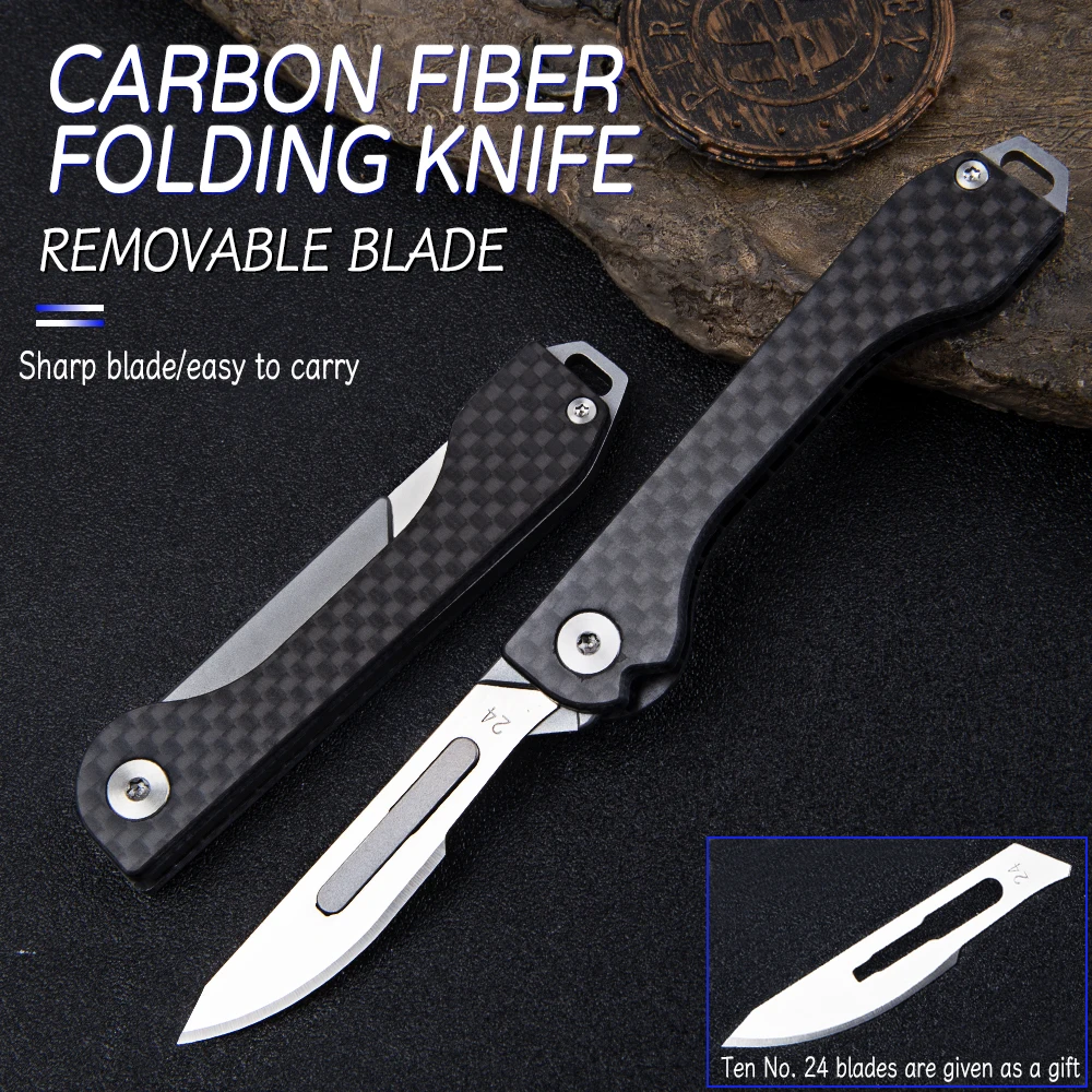 

Carbon Fiber Folding Scalpel Outdoor Portable Folding Knife Multifunctional Small Folding Knife Paper Cutter