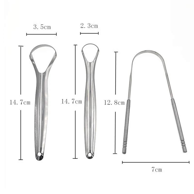 Raspador de lengua de acero inoxidable para adultos, limpiador de grado quirúrgico, elimina el mal aliento, cepillo de Metal, herramienta de raspador Dental