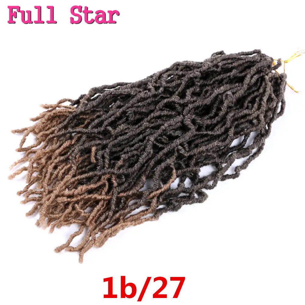 Полная звезда Nu Locs крючком коса 21 прядь искусственные локоны в стиле Crochet волосы синтетические Locs коричневый черный Омбре косички наращивание волос - Цвет: T1B/27