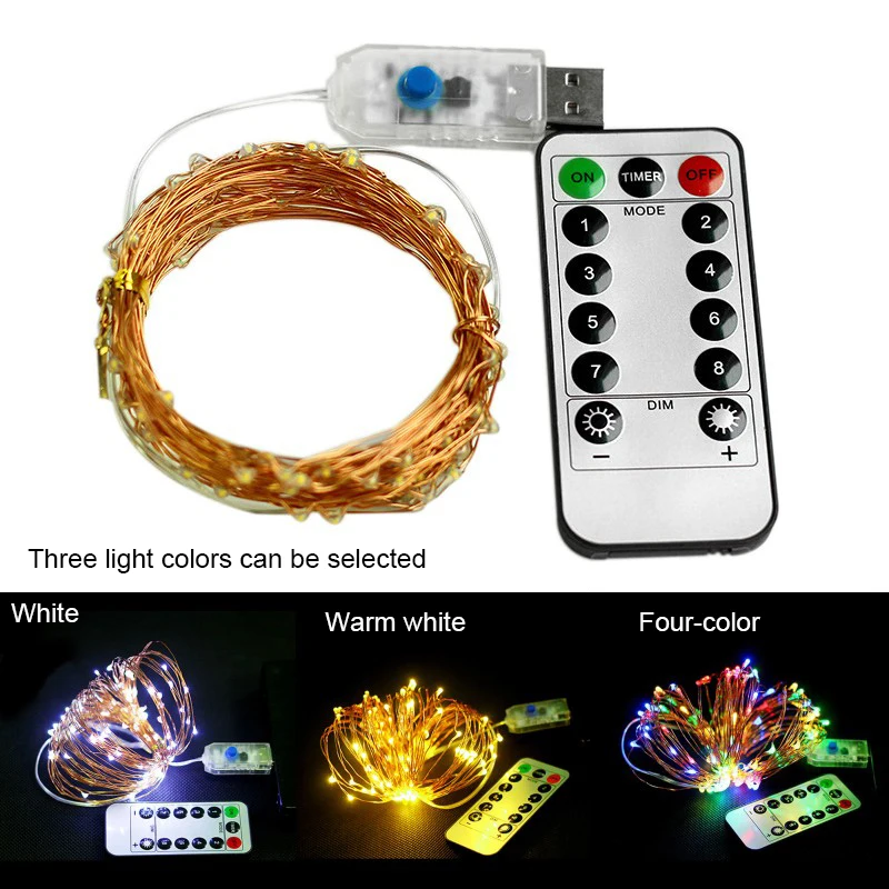 

Festive outdoor copper string light 5m/10m remote control timing battery USB garden light for party Christmas decoration