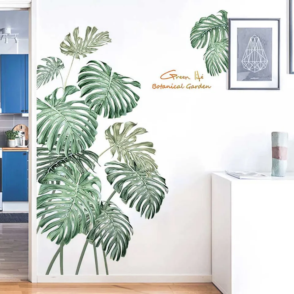 Diy Beach Tropical Palm Leaves Wall Decor Wall Stickers Art Decals