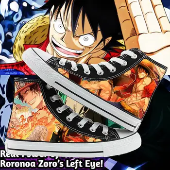 

Anime ONE PIECE Luffy shoes Cosplay ONE PIECE Roronoa Zoro High-Top Shoes Men women casual canvas shoes Cosplay