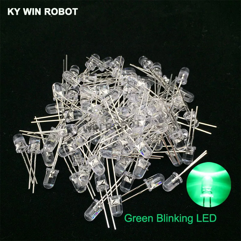 50pcs 5mm White Green Red Blue Yellow Light-Emitting-Diode Automatic Flashing LED Flash Control Blinking 5 mm LED Diode 1.5HZ