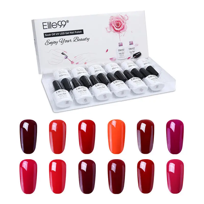 Elite99 12 Pieces/lot UV Gel Nail Polish 10ml Semi Permanent Gellak With Gift Box Soak Off DIY Art Varnish | Красота и здоровье
