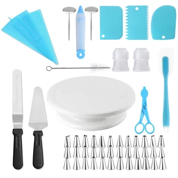 

52PCS Cake Decorating Table Set Rotating Cake Turntable DIY Baking Tools