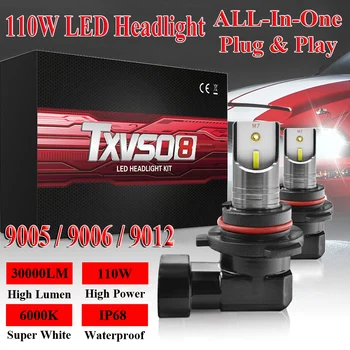 

2pcs 9005 9006 9012 Car LED Fog Lights Headlight Bulbs DC 12-24V 6000LM 6000K White Auto Fog Lamp