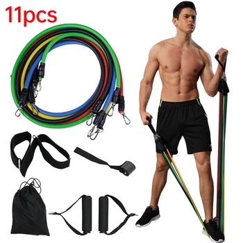 

11pcs/set Fitness Resistance Tube Band Yoga Gym Stretch Pull Rope Exercise Training Expander Door Anchor 2020 Newest