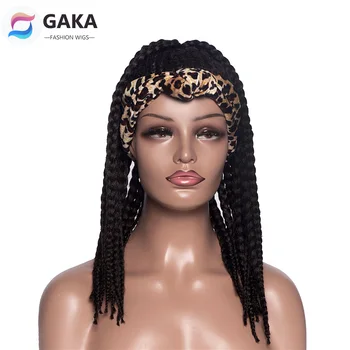 

GAKA Synthetic Braiding Wigs African Curly Box Braids Wrap Puff Turban Hair Fashion Headbands Black Afro Drawstring Wig