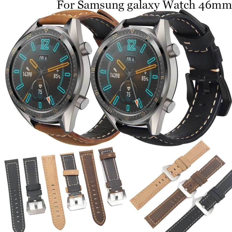 

Ремешок из натуральной кожи для Samsung galaxy Watch 46 мм Gear S3, аксессуары для часов, кожаный браслет, 22 мм