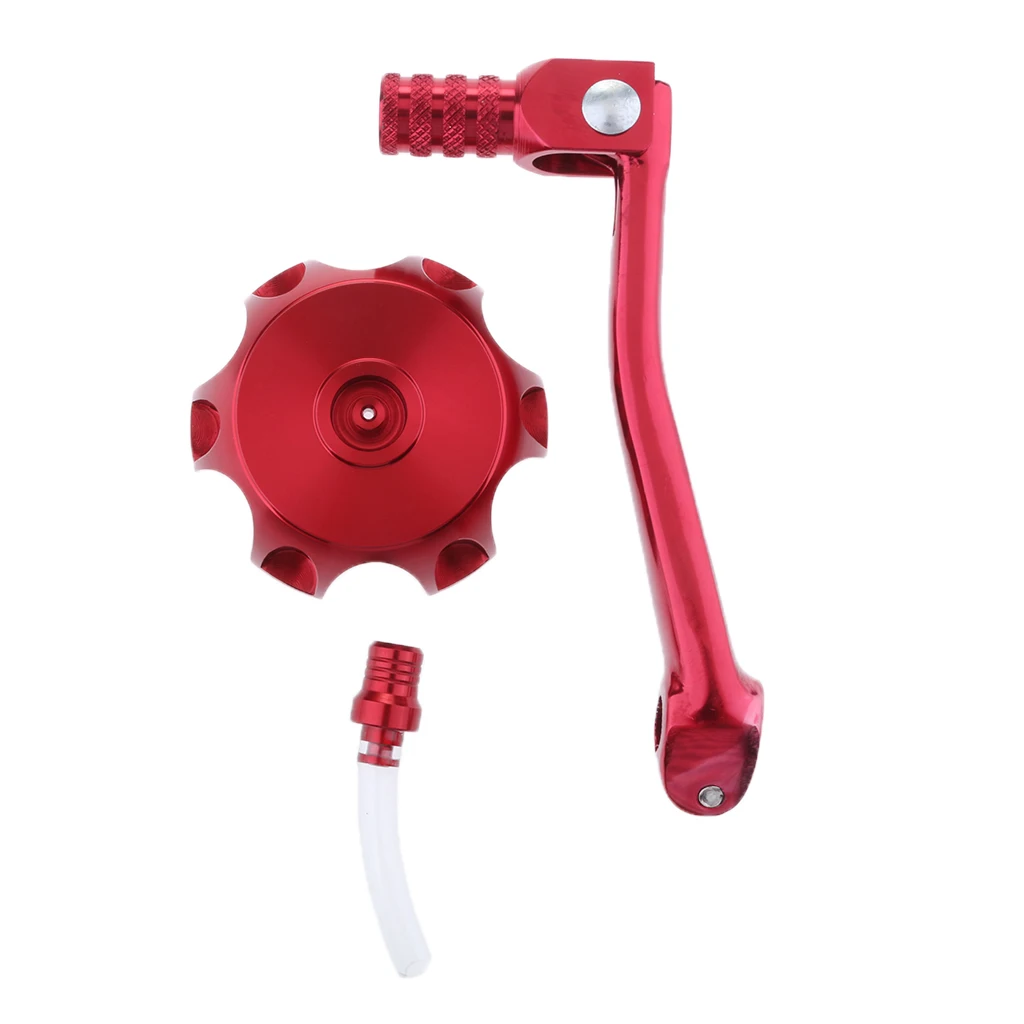 Red Folding 11mm Gear Shifter Lever + Gas Fuel Tank Cap for CRF50 125cc Pit Dirt Bike