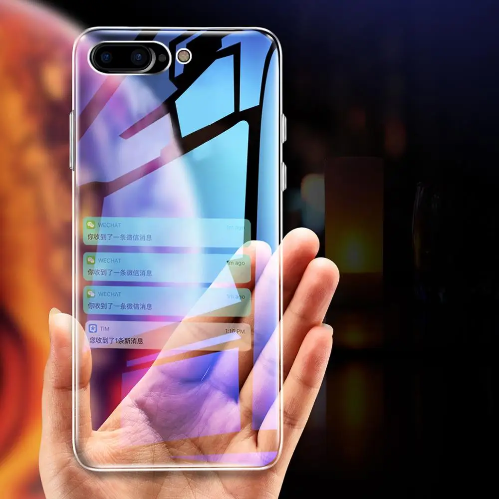 

Shockproof Transparent glass aurora Case iPhone XS max xr x xs Cover for Coque Tempered Glass Case