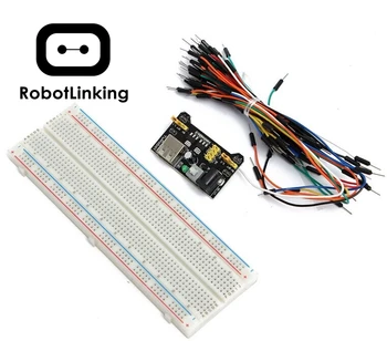 

3.3V/5V MB102 Breadboard Power Module+MB-102 830 Points Solderless Prototype Breadboard Kit +65 Flexible Jumper Wires