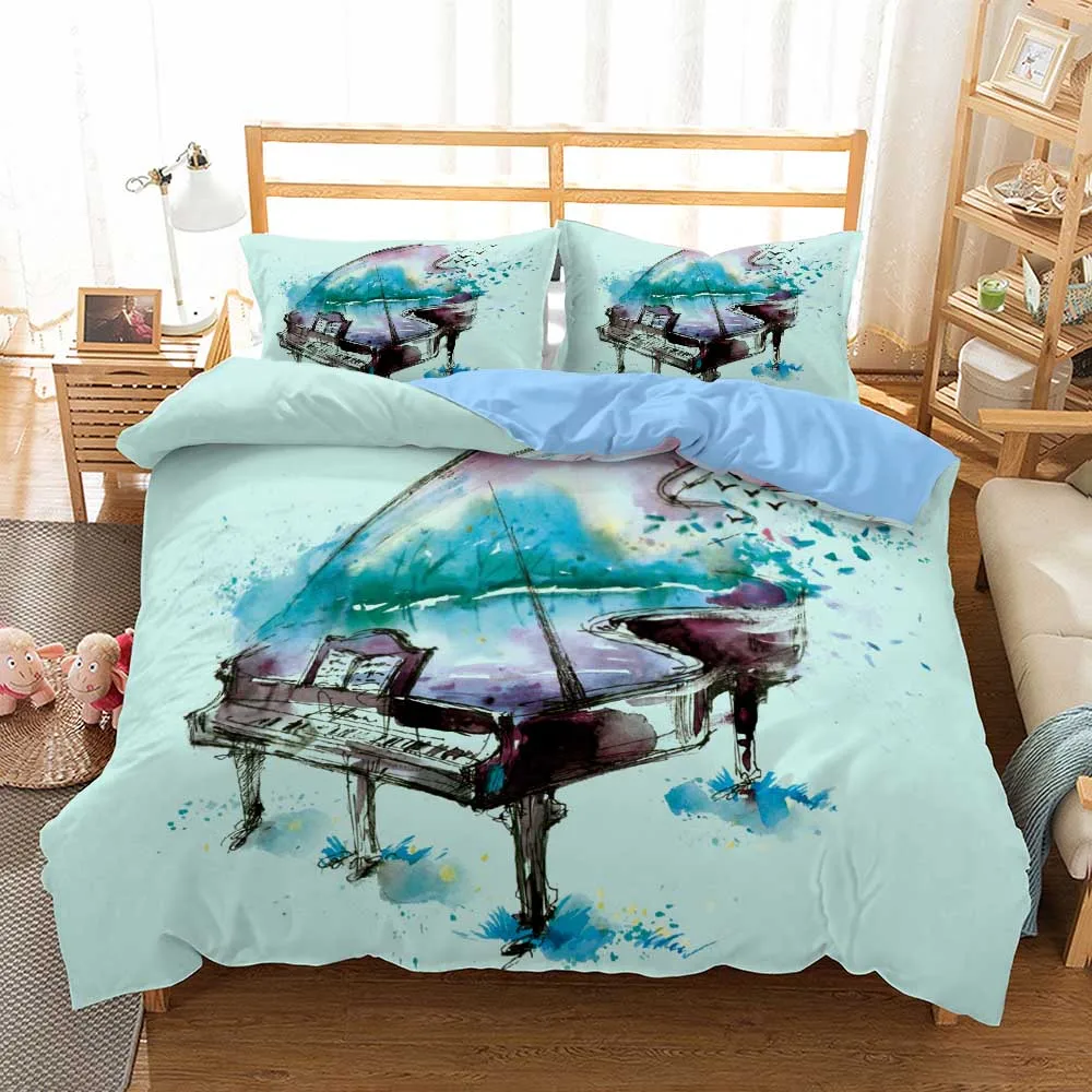

Luxury Microfiber Bedding Set Piano Music Note Duvet Cover Full Queen Size Bed Linen Set Comforter Cover 2/3 Piece Girls Bedding