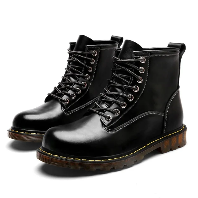 Мужские ботинки martin; ботильоны из натуральной кожи; мотоботы; зимняя обувь; Мужская обувь размера плюс 57; Мужская обувь для взрослых - Цвет: J0I01-black