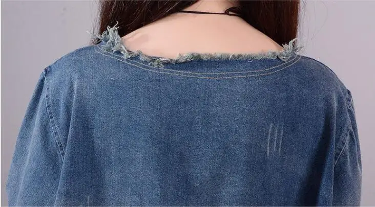 NYFS 2024 New Spring Autumn Woman Dress Loose Korea Denim Dress Vestido de mulher Robe Dresses