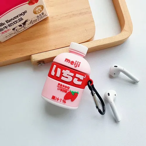 3D чехол для наушников s для AirPods, чехол с милой бутылкой, клубничным Молоком Для Apple Airpods 1/2, защитный чехол для Earpods, чехол для наушников - Цвет: 1