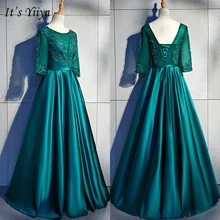 It's Yiya/вечернее платье, половина рукава, круглый вырез, а-силуэт, длина до пола, платья с цветочным принтом, Вечерние Платья de Soiree, большие размеры E1014