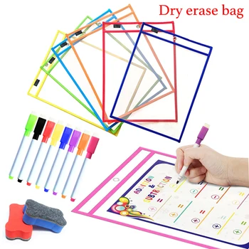 

Dry Erase Pockets Reusable Exercise Writing Book PET File Pockets Child Practice Board for Teaching Supplies Writing Painting