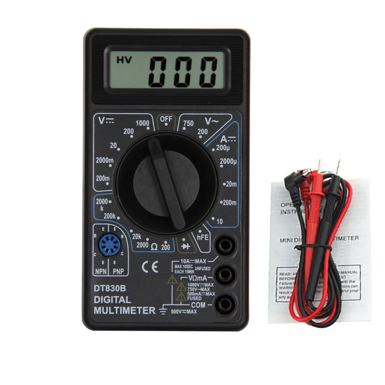 Junejour DT830B AC/DC Цифровой мультиметр ЖК-дисплей 750/1000 в Ручной цифровой тестер
