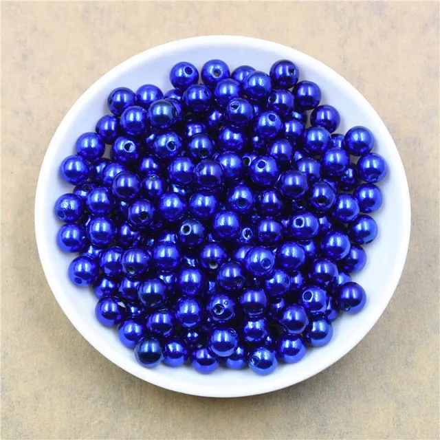 50-400Pcs/bag With Hole ABS Imitation Pearl Bead 4/6/8/10/12MM Round Plastic Acrylic Spacer Bead for DIY Jewelry Making Findings Blue