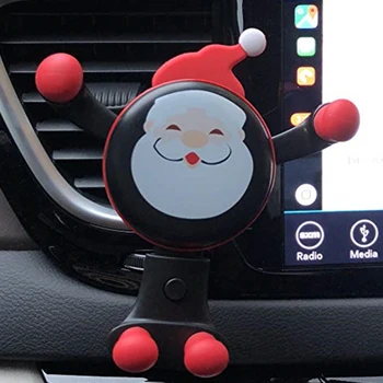 

Bracket Shockproof Adjustable Height Anti Scratch Automatic Clamping Plastic Air Vent Gravity Car Phone Holder Christmas Pattern