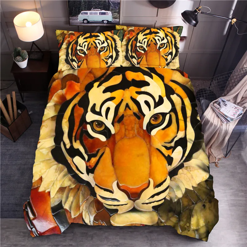 Постельное белье с 3d принтом тигра набор пододеяльников с животными набор пододеяльников королева король пододеяльник постельное белье