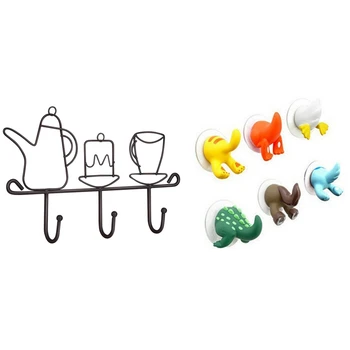 

2 Set Wall Mounted Hooks Rack Hook Baby Bathroom Key Towel Hanger Holder Hooks Home Kitchen Accessories