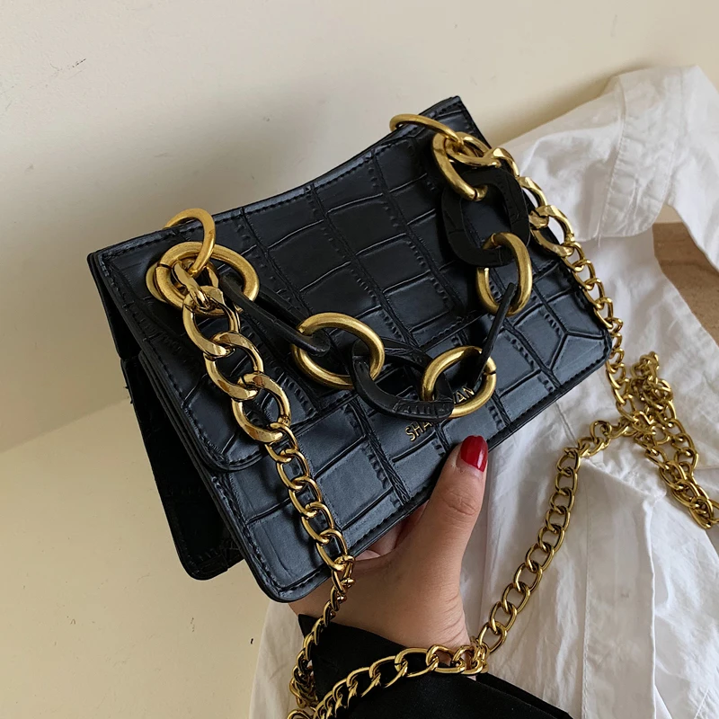 

Retro Stone Pattern Crossbody Bags For Women 2019 Chain Messenger Shoulder Bag Fashion High Quality Ladies Pu Leather Handbags