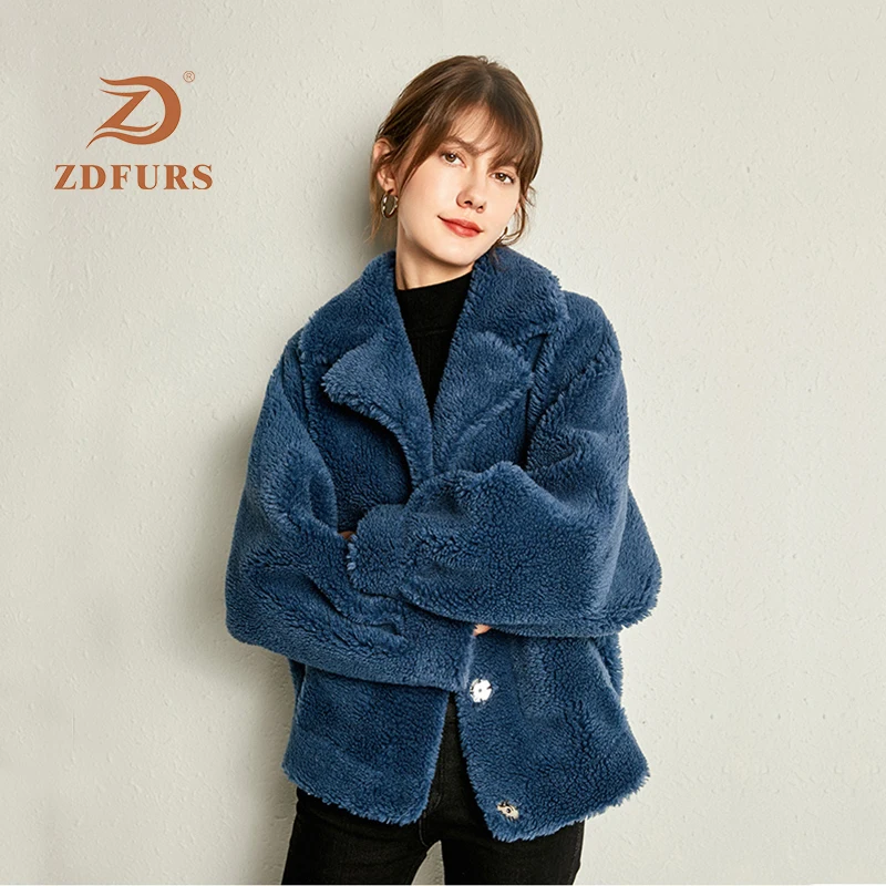 ZDFURS* осень и зима мех в одном гранулированный мех ягненка короткий стиль пальто женское Шерстяное меховое пальто для женщин