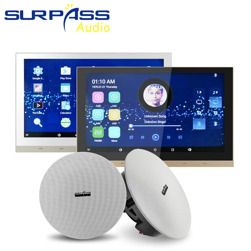 US $864.00 Smart WiFi Bluetooth In Wall Amplifier Android Fm Touch Screen HiFi Home Stereo Sound PA Ceiling Speaker Multiroom Audio System