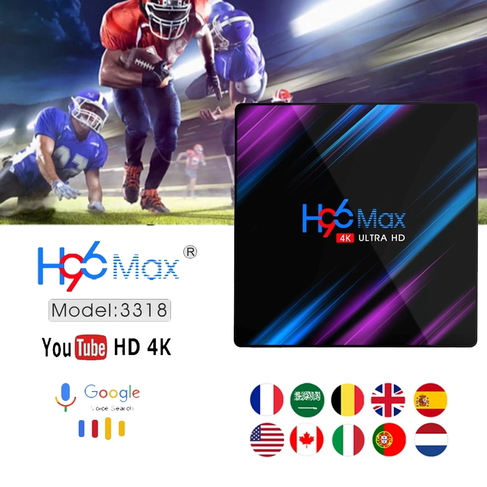 

Android 9.0 TV Box Rockchip RK3318 H96 MAX 4GB 64GB 32GB USB3.0 1080P H.265 4K 60fps Google Player Store Netflix youtube