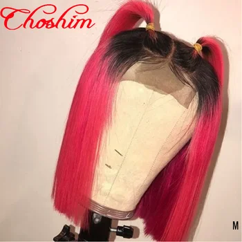 

Malaysia 1B/Pink 13x4 BOB Lace Front Wigs Human Hair Choshim Remy Ombre bob Wig For Women Pre Plucked Glueless Short Bob Wigs