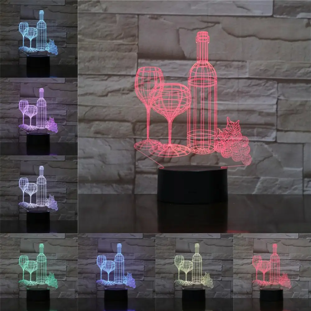 Домашняя 3D лампа бутылка для вина дом баллон камера Luminaria акриловая пластина для детей креативный красивый подарок на день рождения люсис привело деко