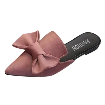 

SAGACE Flat Slippers For Women Cute Kont-bow Pointed Toe Shoes Casual Low Heel Outdoor Shoes Women's Shoes Sandals And Slippers