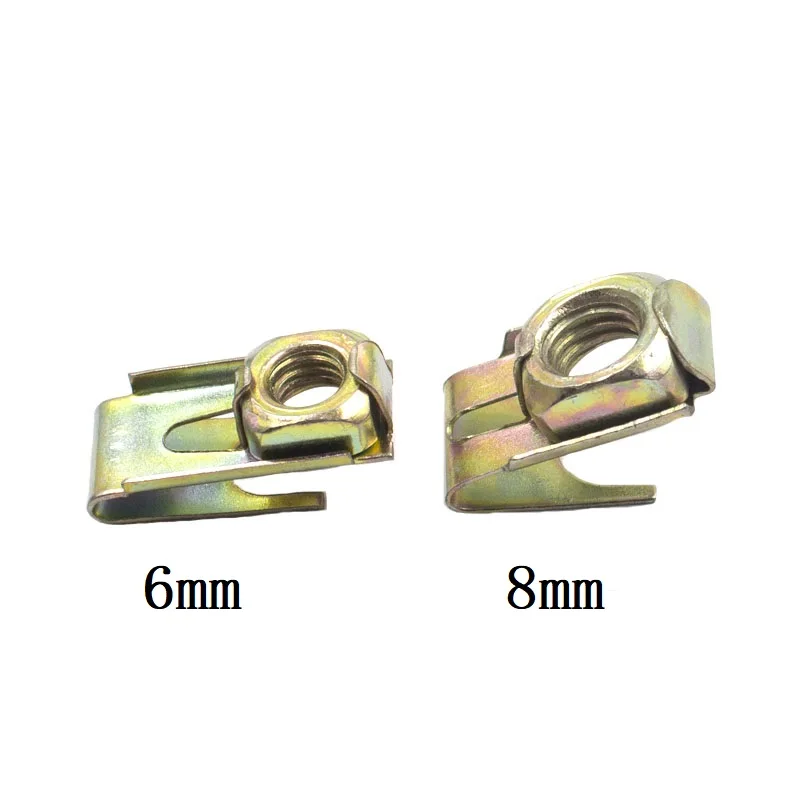 

100 PCS Universal Car License Plate Fender Retaining Clips 6mm 8mm Screw Plate Nuts Fastener Clip