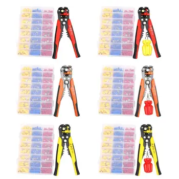

Crimper Cable Cutter Wire Stripper Crimping Pliers Screwdriver with 400pcs Terminal Multifunctional Stripping Tools