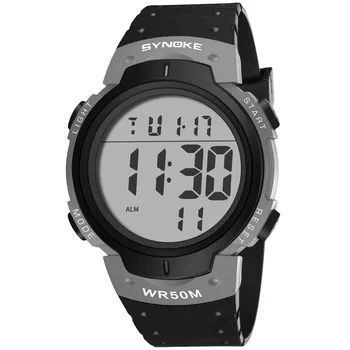 SYNOKE-reloj deportivo para hombre, cronógrafo Digital LED, resistente al agua, electrónico, con cuenta atrás, 9668 6