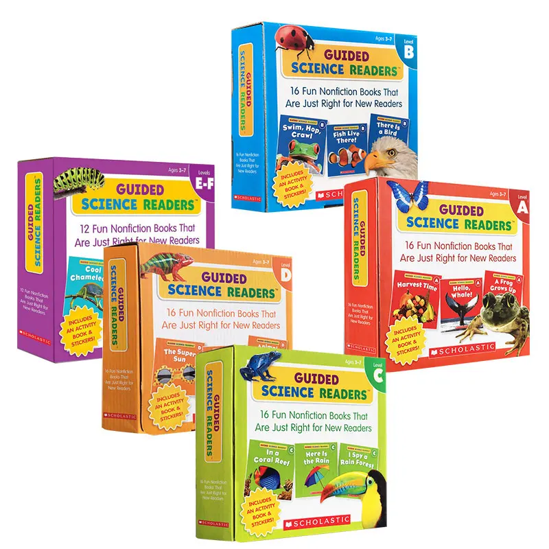 US $53.59 5 BoxSet English Scholastic Guided Science Readers Acdef Let Students Children Book Baby Learn English Language Books For Kids