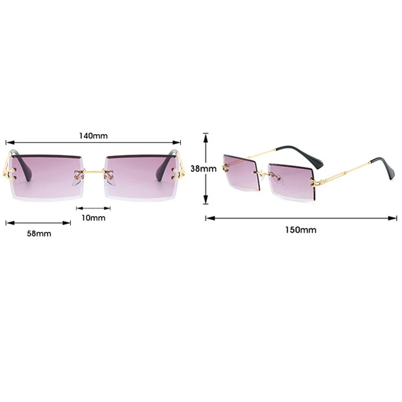 ALOZ MICC Fashion Ladies Rectangle Rimless Sunglasses Men Women Personality Trimming Luxury Metal Sunglass UV400 Q709