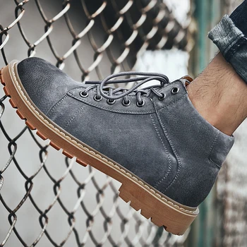 

Cow Leather Men Boots Spring Autumn And Winter Man Shoes Ankle Boot Men's Snow Shoes Winter Retro Men's Tooling Shoes