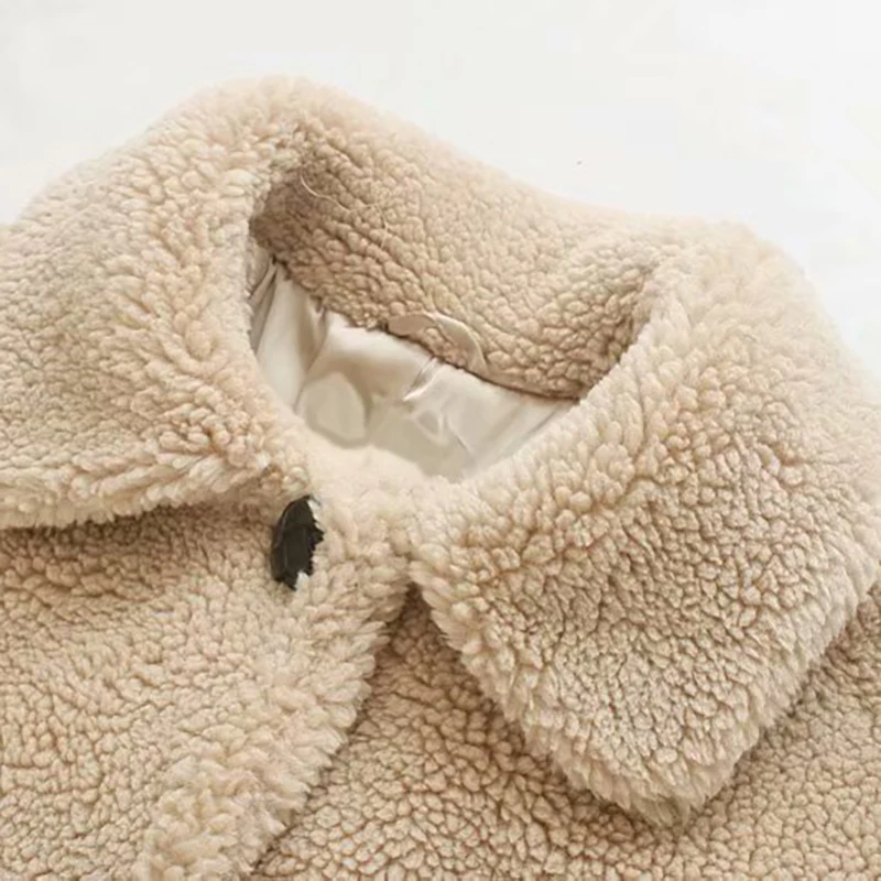 Casual Teddy Coat Women Winter Turn Down Collar Fashion Fur Jacket Solid Long Sleeve Plus Size Coats Outerwear Fourrure Femme