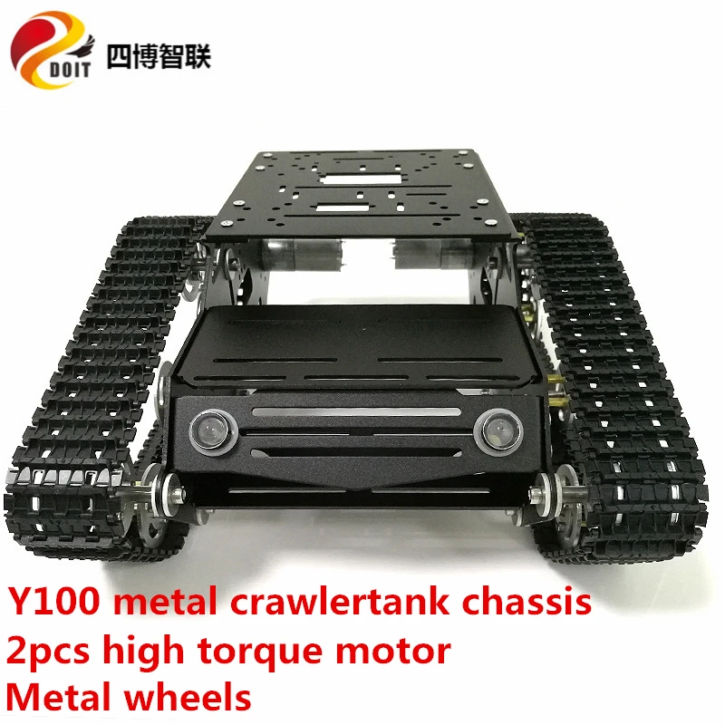 

SZDOIT Unassembled Y100 Metal Tracked Tank Chassis Kit Smart Crawler Car Robot Frame 2pcs High Torque Motor DIY Education Toy