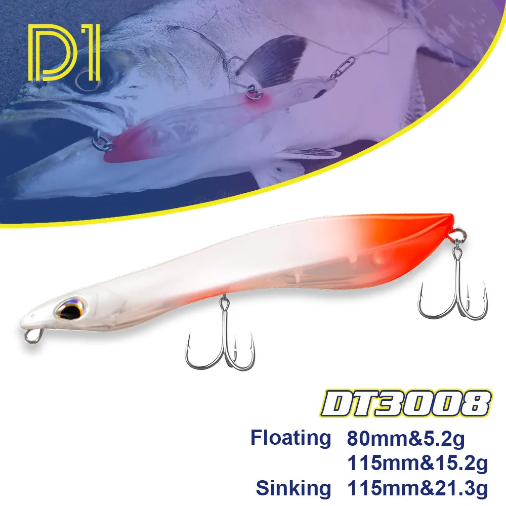 D1 Poppers Lure wtd Long Casting 80MM5.2g Floating 115MM 15.2G /21.3g Pencil Bait Saltwater Freshwater Snakehead of Pike Fishing