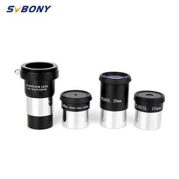 SVBONY 1.25" Plossl Eyepiece 4mm 10mm 25mm Multi Coated + 2X Barlow Lens Astronomy Telescope Accessory Kit
