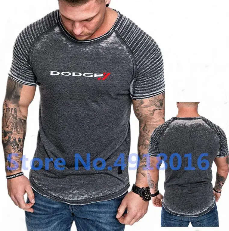 Летние мужские хлопковые футболки Muscle Dodge Ram Head с принтом, футболки с коротким рукавом, футболки для мальчиков, облегающие топы для фитнеса - Цвет: color  1