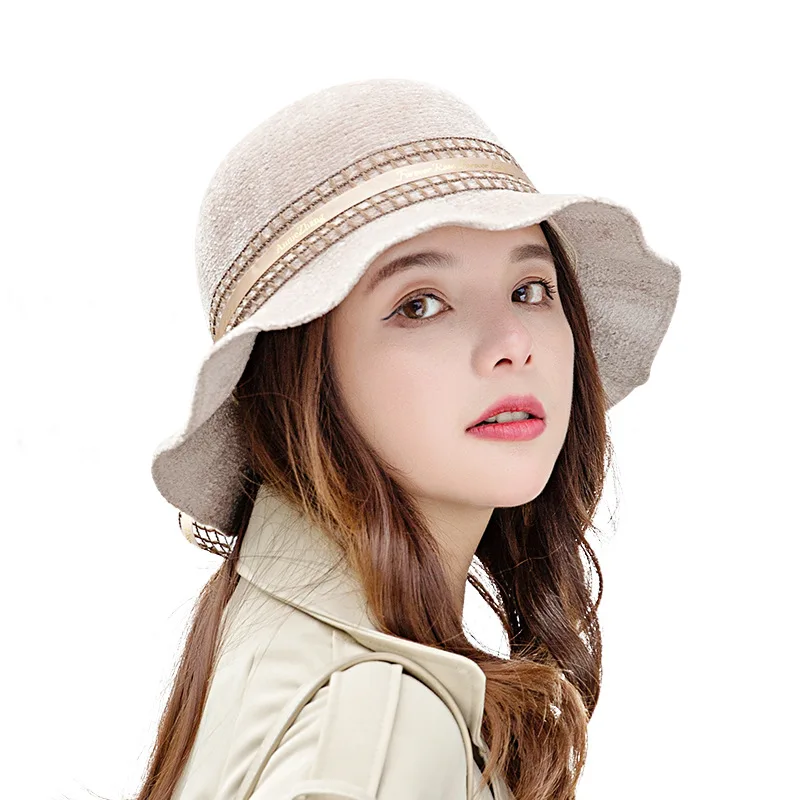 COKK Дамский винтажный капор шляпа-ведро для женщин Gorras вельветовые шляпы-ведро женские с бантом из ленты корейская шляпа для путешествий