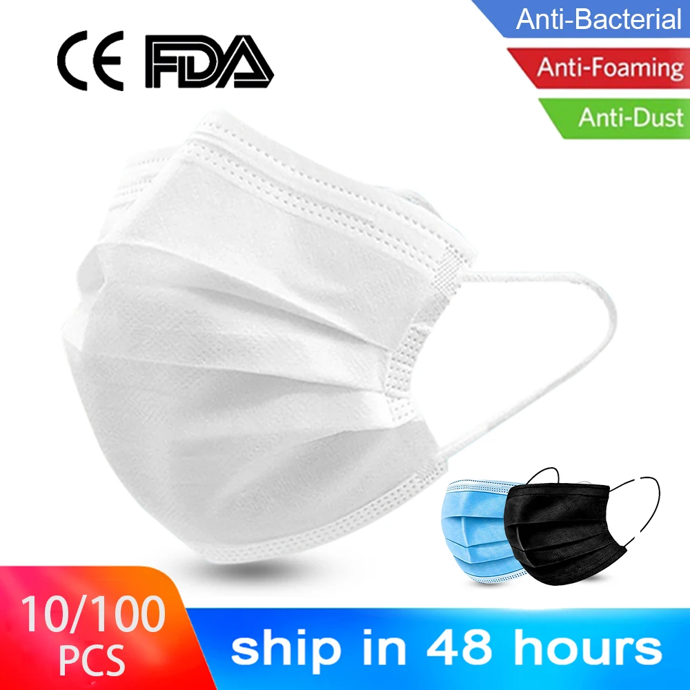 

100 50 PCS Protective Mask Disposable Protection Earhook Masks Respirator Safety Mouth Face Mascarillas non nk95 ffp3 ffp2 kf94